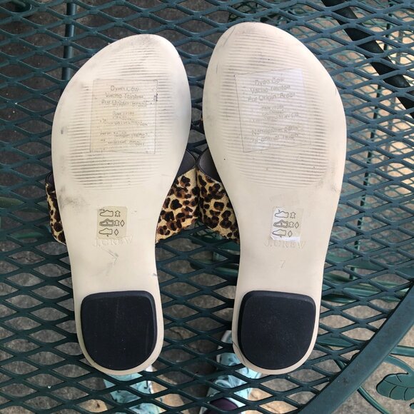 J Crew Leopard Print Cross Strap Sandals Size 7 Leather Slides Flip Flops NOTE - Picture 14 of 16